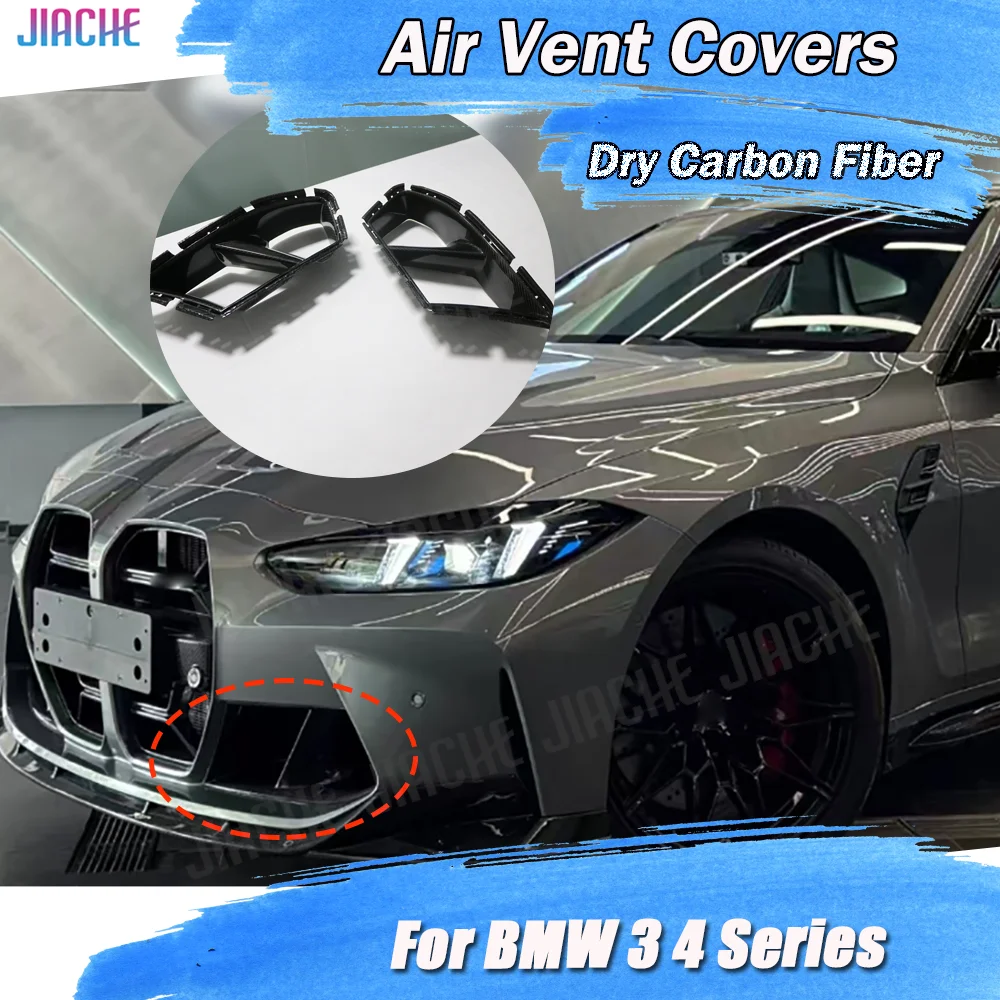 

Carbon Fiber FRP Prime Front Bumper Lip Air Vent Covers Car Accessorise For BMW 3 4 Series G80 G82 G83 M3 M4 2021 UP