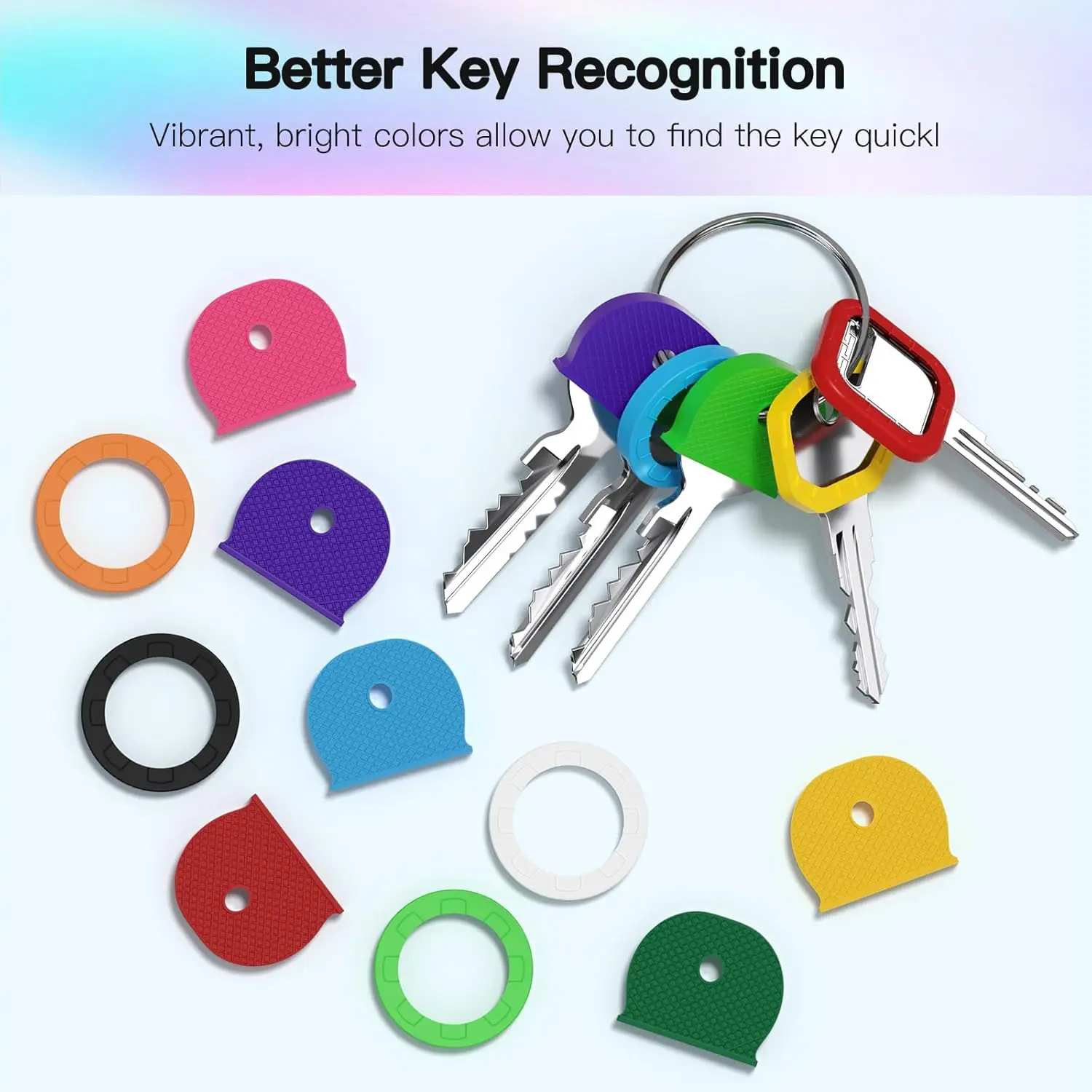 Silicone Elastic Key Caps Set Flexible Key Covers Key ldentifier Tag Covers For Easy ldentifying Door Keyrings