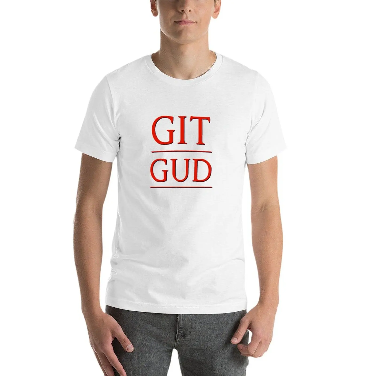 تي شيرت Git Gud تي شيرت رجالي تي شيرت قطني للرجال حزمة تي شيرت أبيض