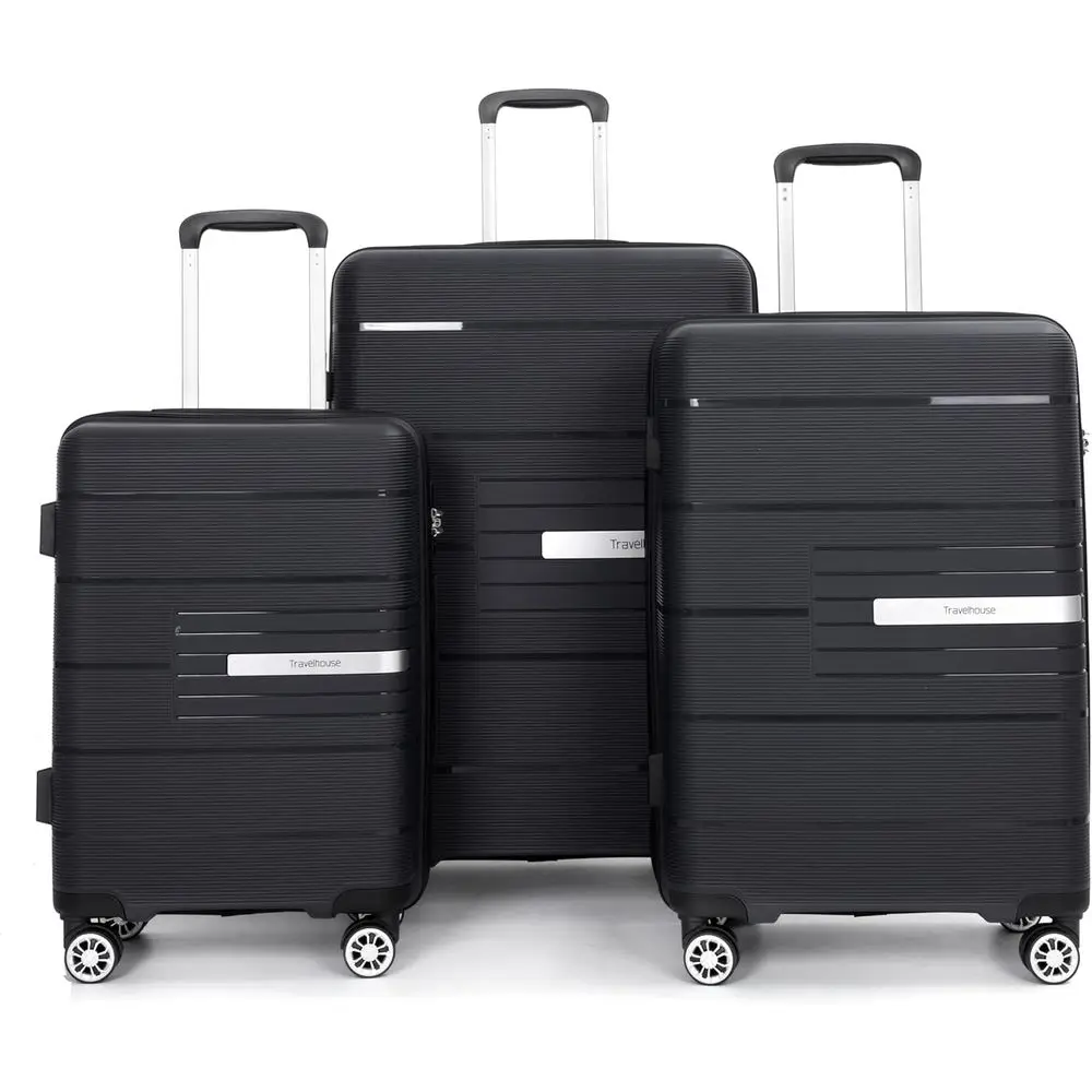 

Upright Spinner Suitcase Set, 3-Piece, ABS Material, Lightweight, TSA Locks, 20 24 28 (Jet Black)