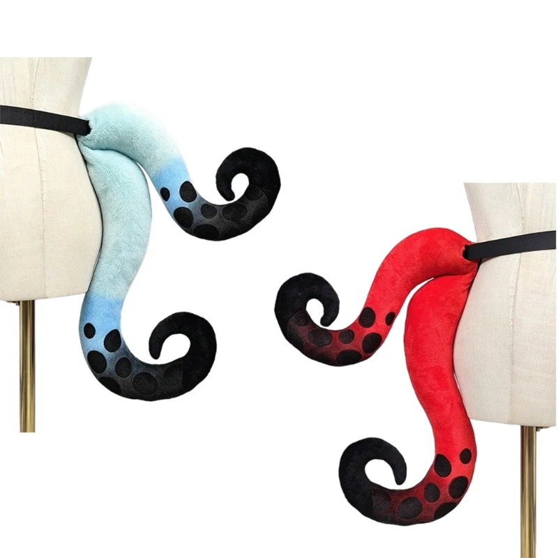 Halloween Costume Tail Props Plush Poseable Cosplay Accessory with Wire Control and Waist Loop for Parties