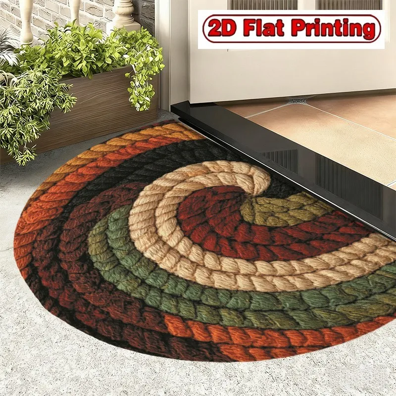Vintage Braided Rope Half Round Doormat Semicircle Geometry Carpet For Luxury Living Room Bedroom Front Door Welcome Floor Mat