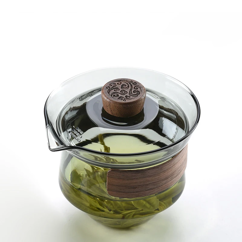 GIANXI Glass Tureen Transparent Thickening Heat Resistant Glass Teapot Cover Bowl Puer Oolong Kung Fu Tea Set Drinkware