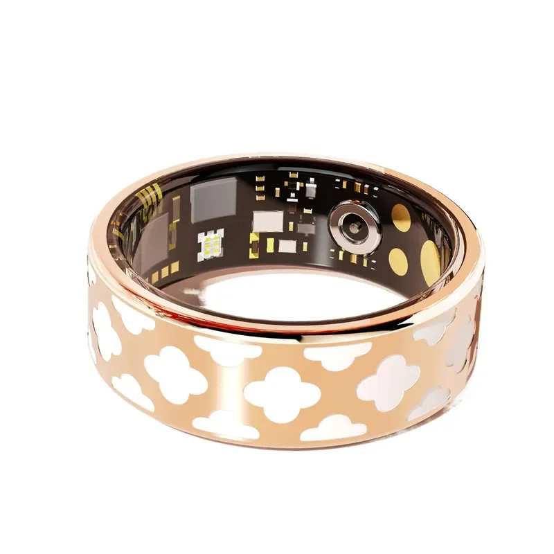 Smart Ring Heart Rate Sleep Oxygen Monitor Step Counter Enamel Craft Fitness Tracker Health Ring for Men Women