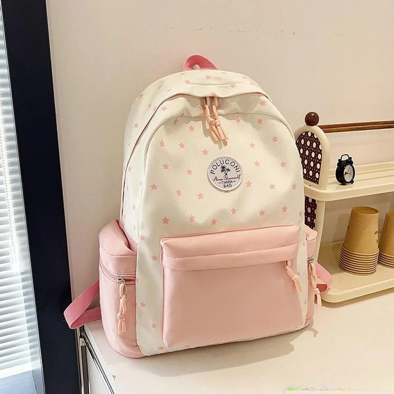 

Large Capacity Lightweight Floral Print School Bag for High School Girls College Students Commuter Backpack Polyester Material