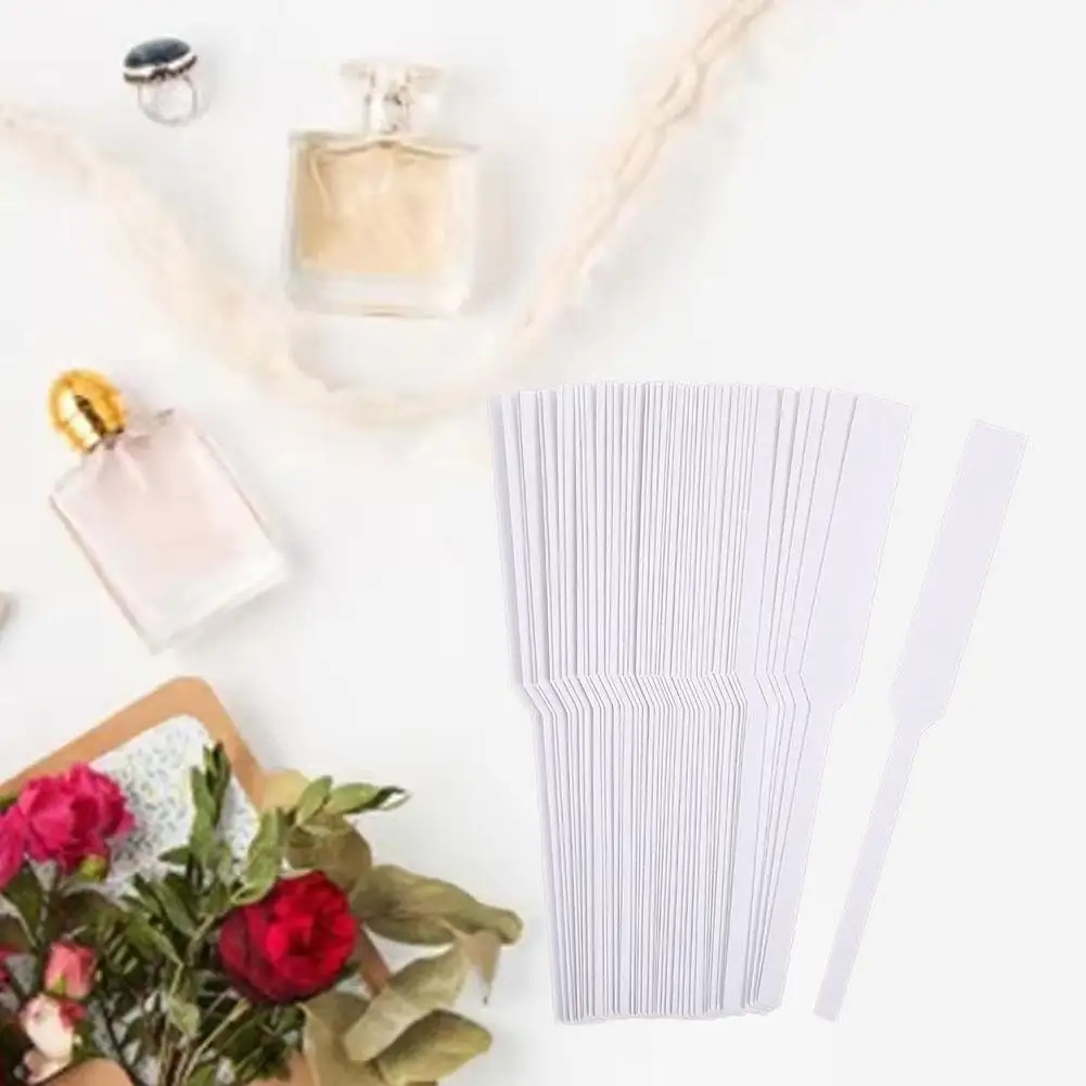 100pcs White Perfume Test Paper Disposable Aromatherapy Fragrance Essential Oil Testing Strip Strong Water Absorption Thickening