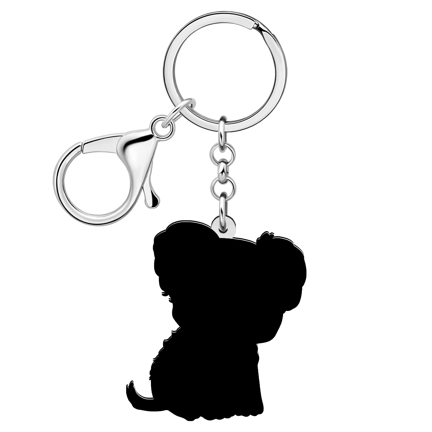 BONSNY Acrylic Adorable Plush Schnauzer Doggy Puppy Keychains Car Bag Key Ring Accessories For Women Kid Dog Lovers Pets Gifts