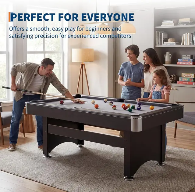 Garvee 2-in-1 Multi-Game Combination Table 6 FT, Billiard Pool Table with Pool Balls Cues Paddles Brush for Family Recreational Game Rooms