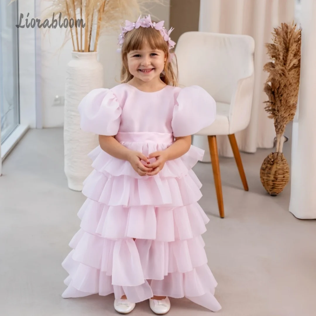 Customized Flower Girl Dress Puff-Sleeve Layered Tulle Dress Multicolor Princess Dress Wedding Party Attire свадебное платье