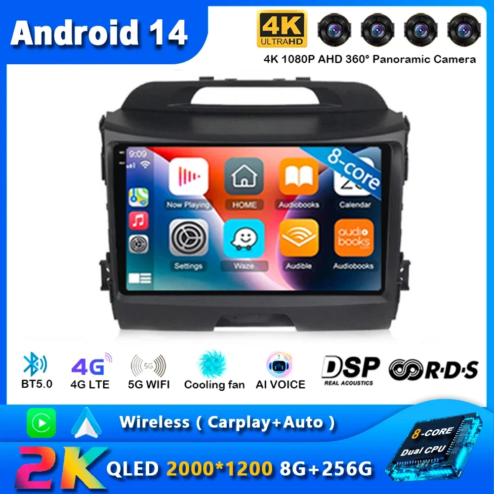 

Android 14 Car Radio Carplay For KIA Sportage 2010 2011 2012 2013 2014 2015 2016 Navigation GPS Multimedia Player WiFi+4G stereo