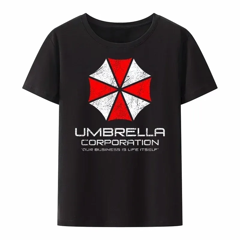 Men\'s Summer Sport Umbrella Corporation Same Style Printed T-shirt Made Premium Black Round Neck Breathable Shirts Tees Tops