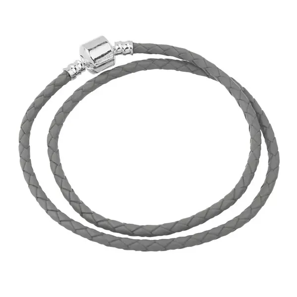 100% Real Leather Silver Plated Green Genuine Leather Women Bracelet Fit European Bead Charm DIY Women Jewelry