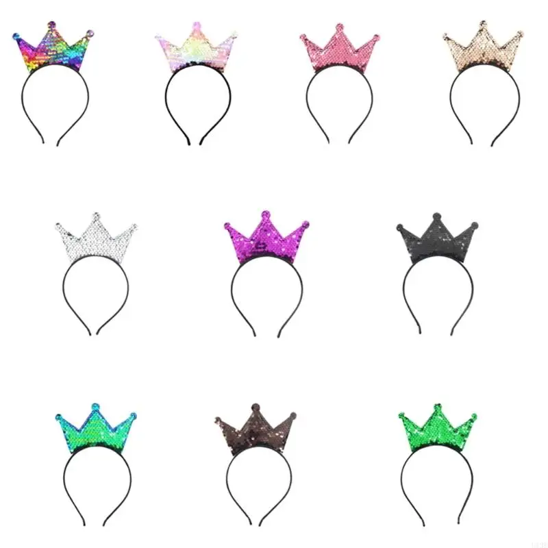 

Sparkling Sequins Crowns Hairband For Girls Birthday Party Glittering Headwear Toddler Birthday Party Hair Accessory
