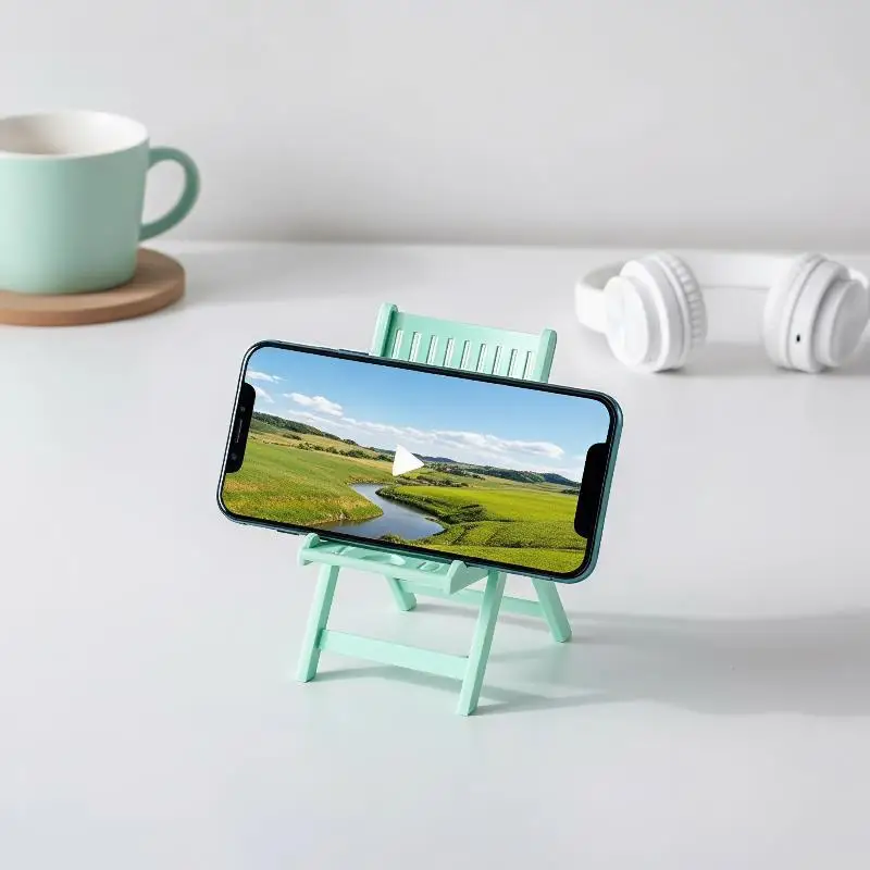 Mini Beach Chair Shape Cell Phone Stand Foldable Universal Candy Color Mobile Phone Holder Multi Angle Cradle For Desk Tablet