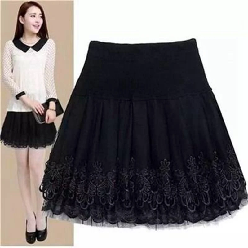 2021 New Boutique High Waist and Thin Women's Pompous Lace Short Skirt Elastic A-line Skirt Girl Red