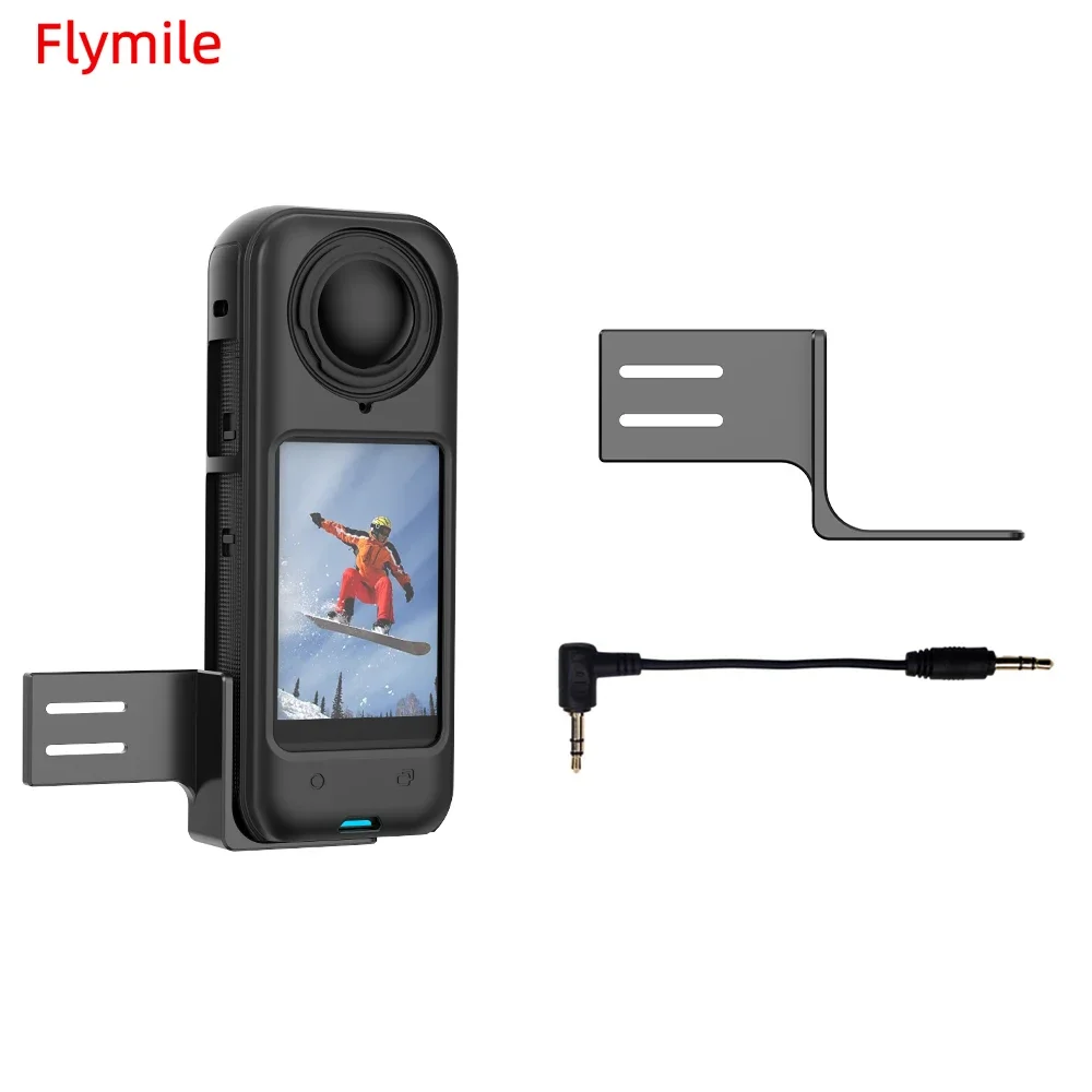 

Flymile Microphone Expansion Bracket for Insta360 X4/X3/X2 Camera Quick Release Mount With Cold Shoe 1/4" Screw Accessories