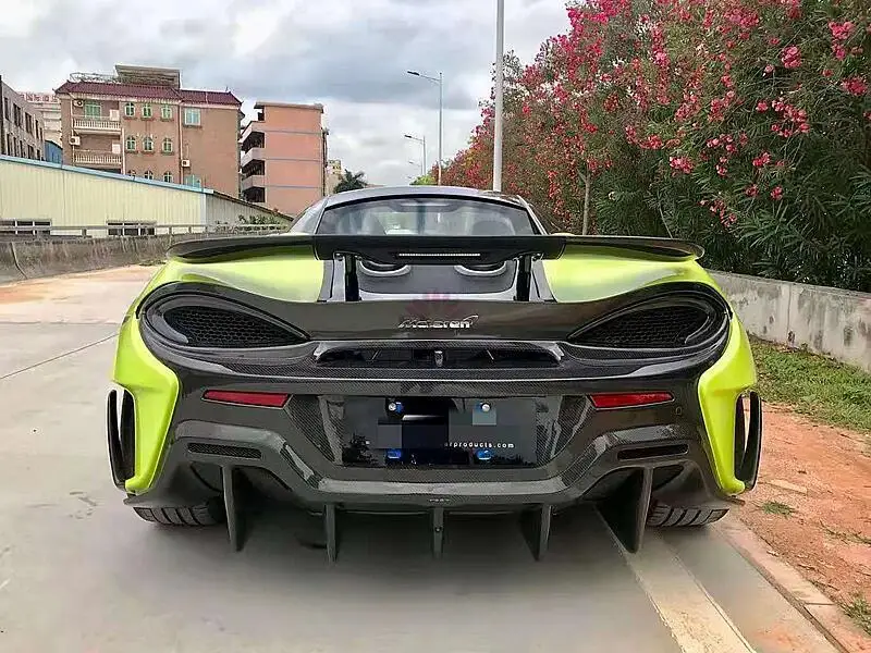 ل ماكلارين 540C 570S ترقية 600LT ألياف الكربون الجافة غطاء مقصورة المحرك الخلفي سبويلر العادم مظهر طقم الجسم