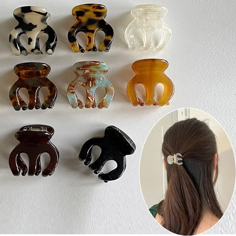 Muweordy Acetate Hair Claw Clip for Women Girls Mini Leopard Hair Clips Chic Barrettes Crab Hairpins Clamp Hair Accessories