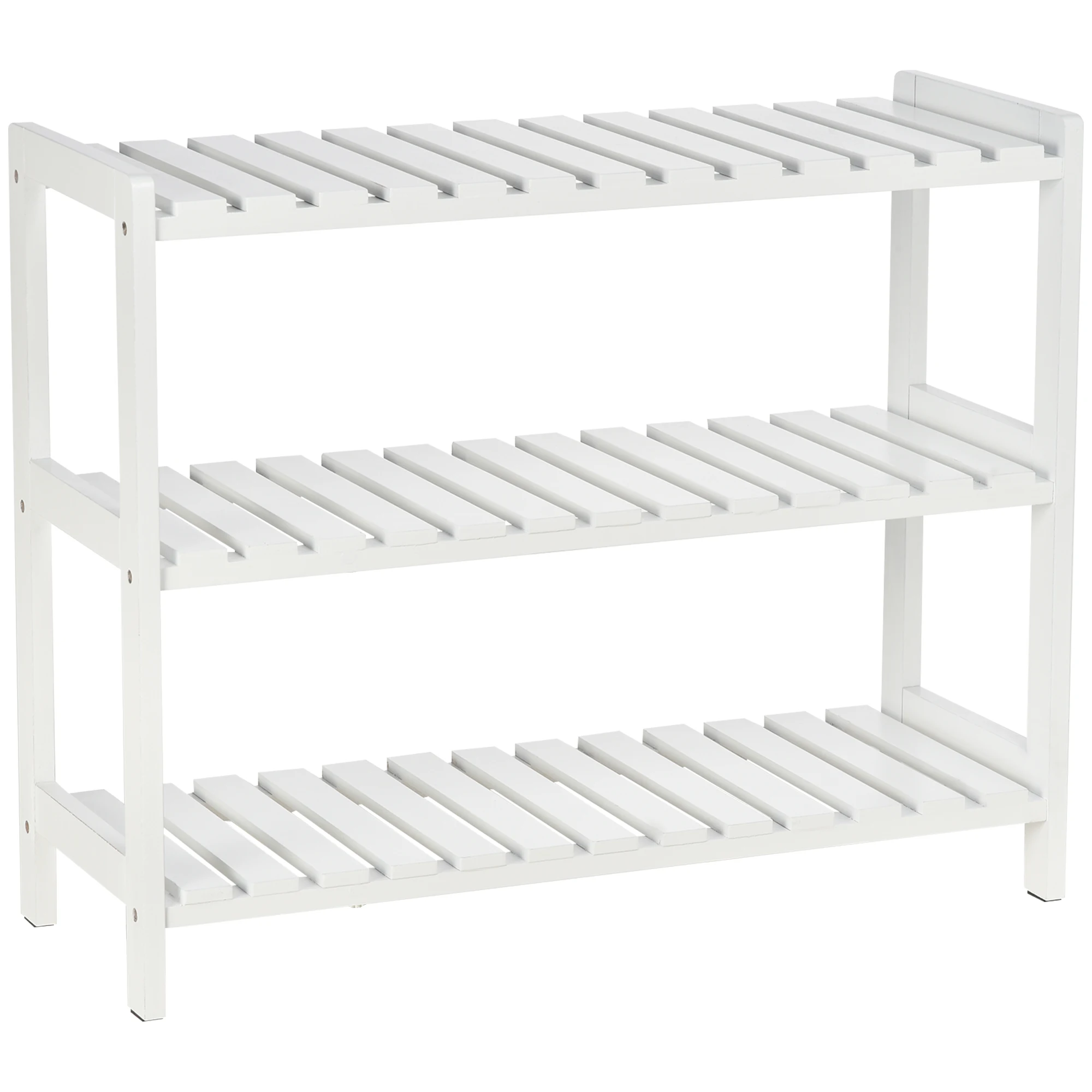 HOMCOM Wooden Shoe Rack 3-tier Shoe Rack Shoe Rack 9 Pair Entrance Shoes Hall 70x26x57,5 cm White