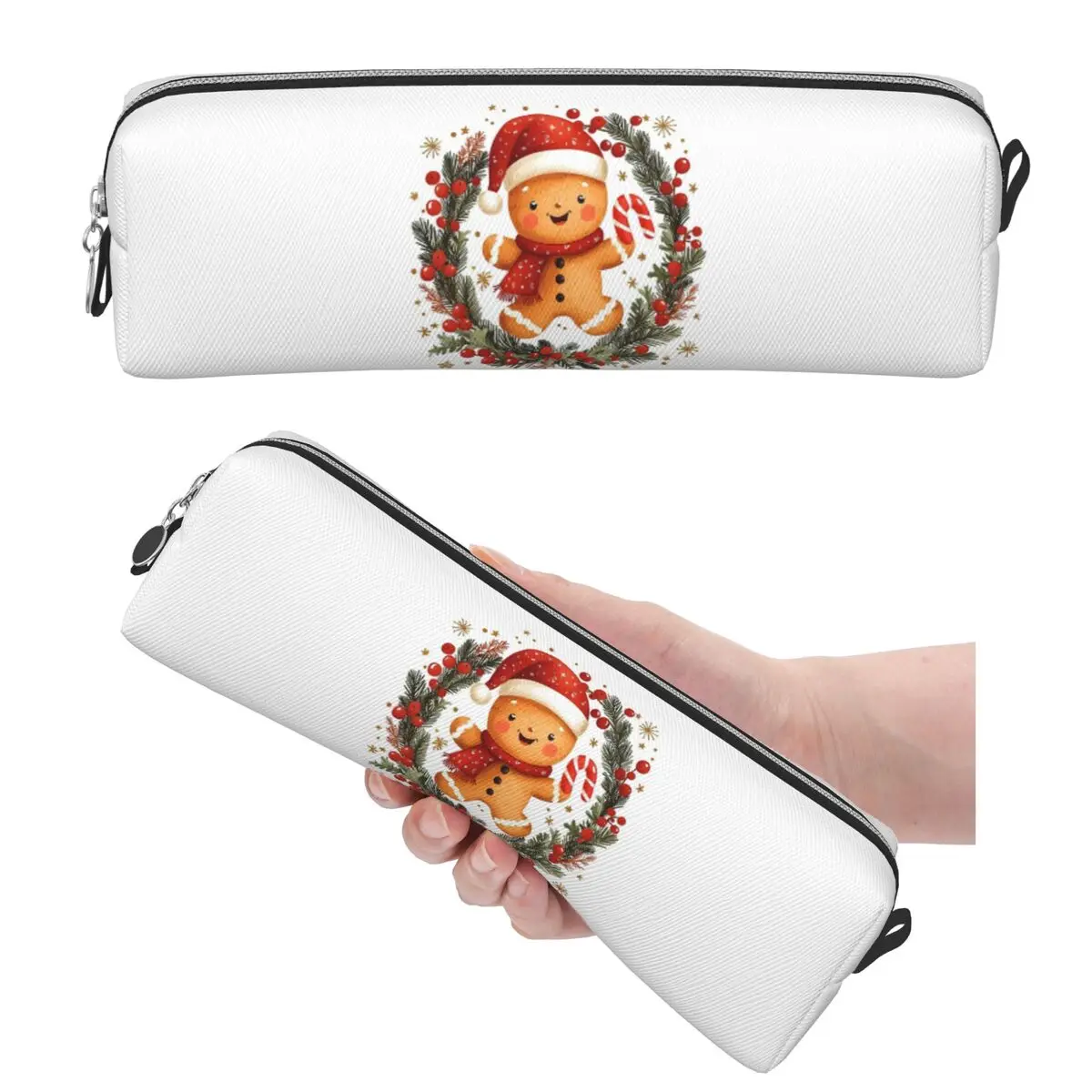 Holly Jolly Gingerbread Federmäppchen für Studenten, Geschenke, Stiftbox, Bleistiftbeutel, großes Aufbewahrungsbeutel, Stifthalter