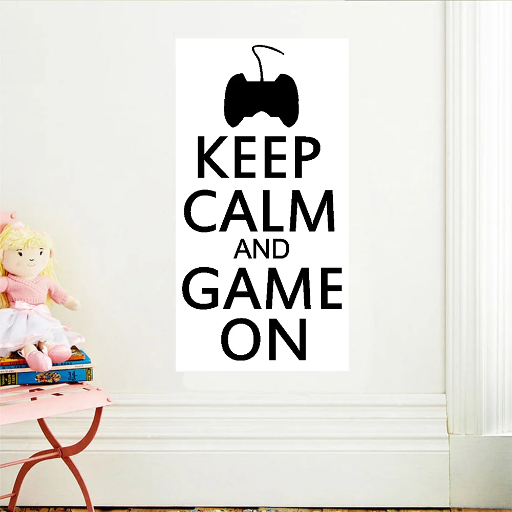 

'Keep Calm and Game On' - Teenager Gamer Kids Room Wall Sticker Home Decal