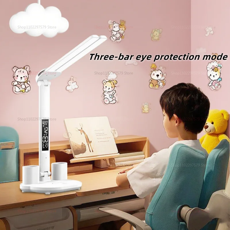 LED-Tischlampe, Augenschutz, Touch-Dimmung, Schreibtischleuchte mit USB-Aufladung, faltbare Nachttischlampe für Kinder, für Schlafzimmer, Büro