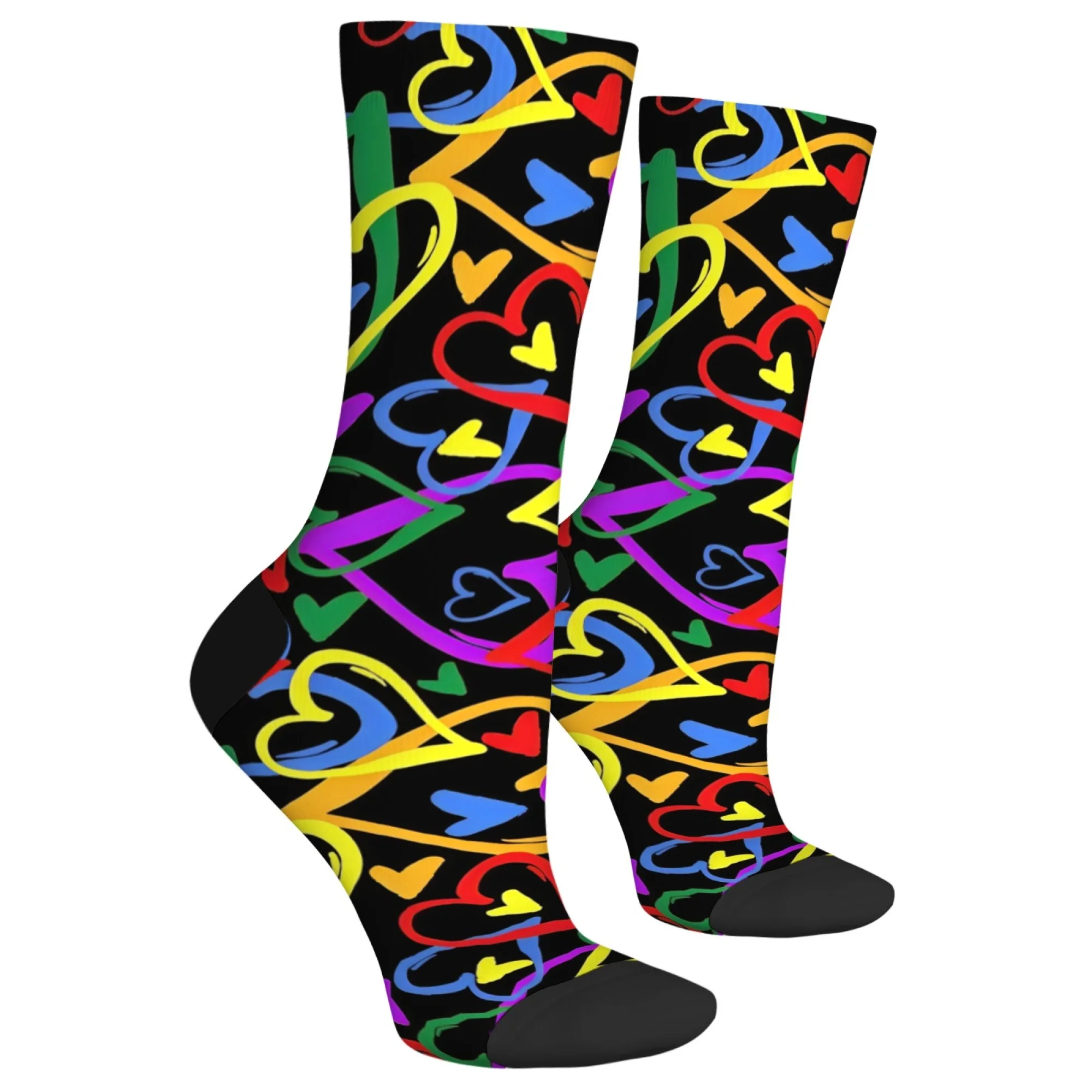 للجنسين العصرية النيون القلب الفن طاقم الجوارب تريبي الحب الفن مع قلوب ملونة لينة الدافئة للاستخدام اليومي وهدايا زوجين الحب