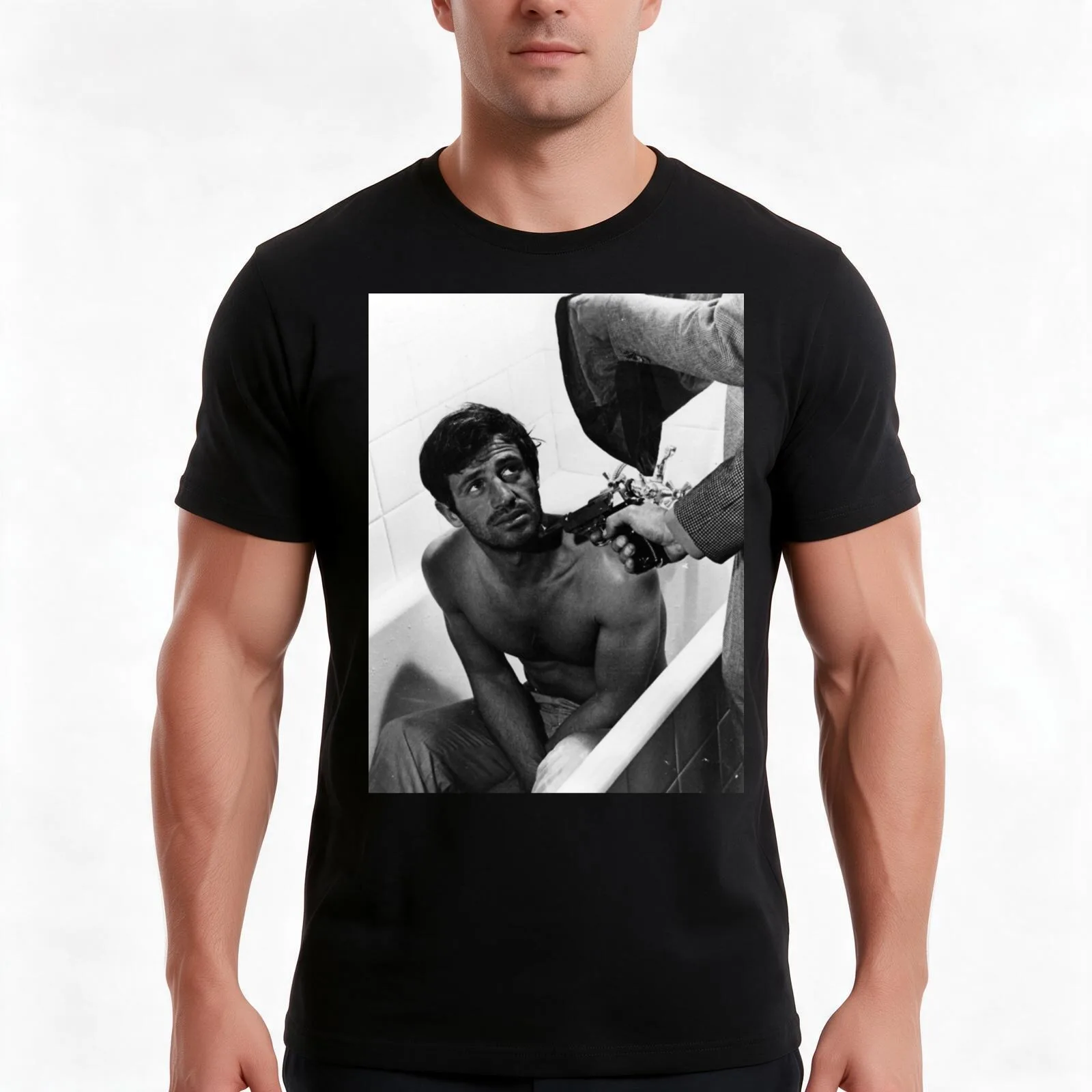 Jean Paul Belmondo T-Shirt, Summer Casual Cotton Tee, Oversized Streetwear Tops, Vintage Graphic Print, Loose Fit Short Sleeve