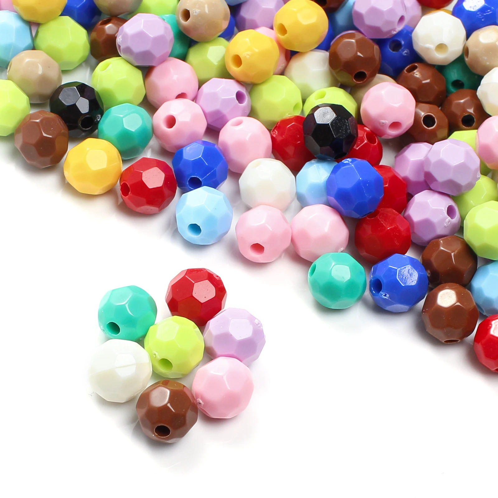 100 Stück 8mm Mehrfarbige Facettierte Acrylperlen Runde Form Zwischenperlen für Schmuckherstellung DIY Armband Halskette Zubehör – Detail 4