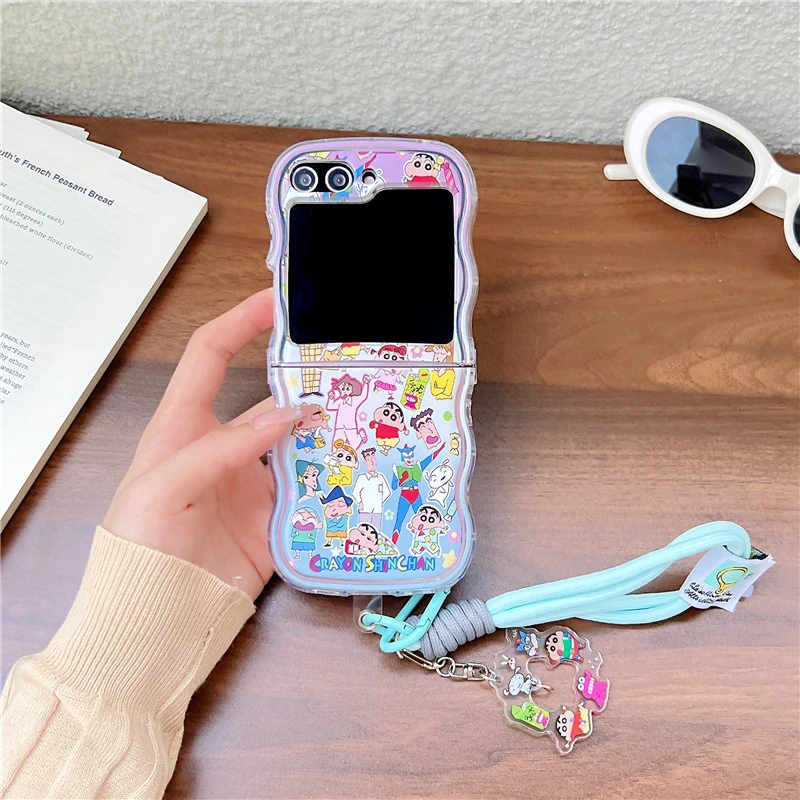 Cute Cartoon Japan Anime Crayon Shin chan Phone Case For Samsung Galaxy Z Flip 7 6 5 Case Soft TPU Back Cover For Z Flip 3 4 view 3