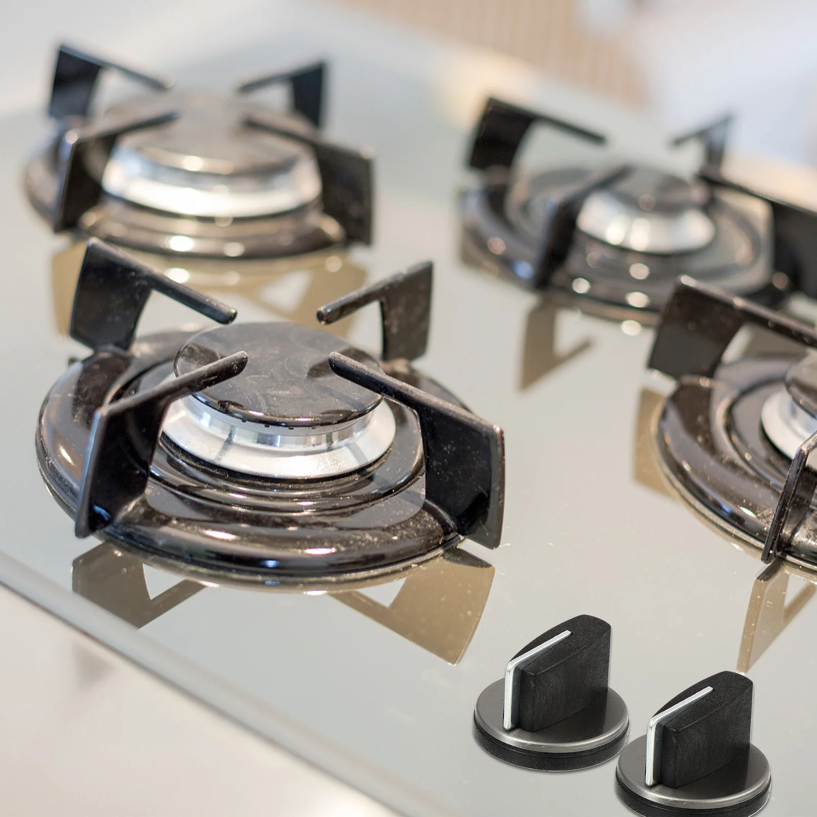 

4 pcs Gas Stove Knob Rotary Right Angle 0° Home Burner Control Replacement Durable Fireproof Plastic Stove Ignition Accessory