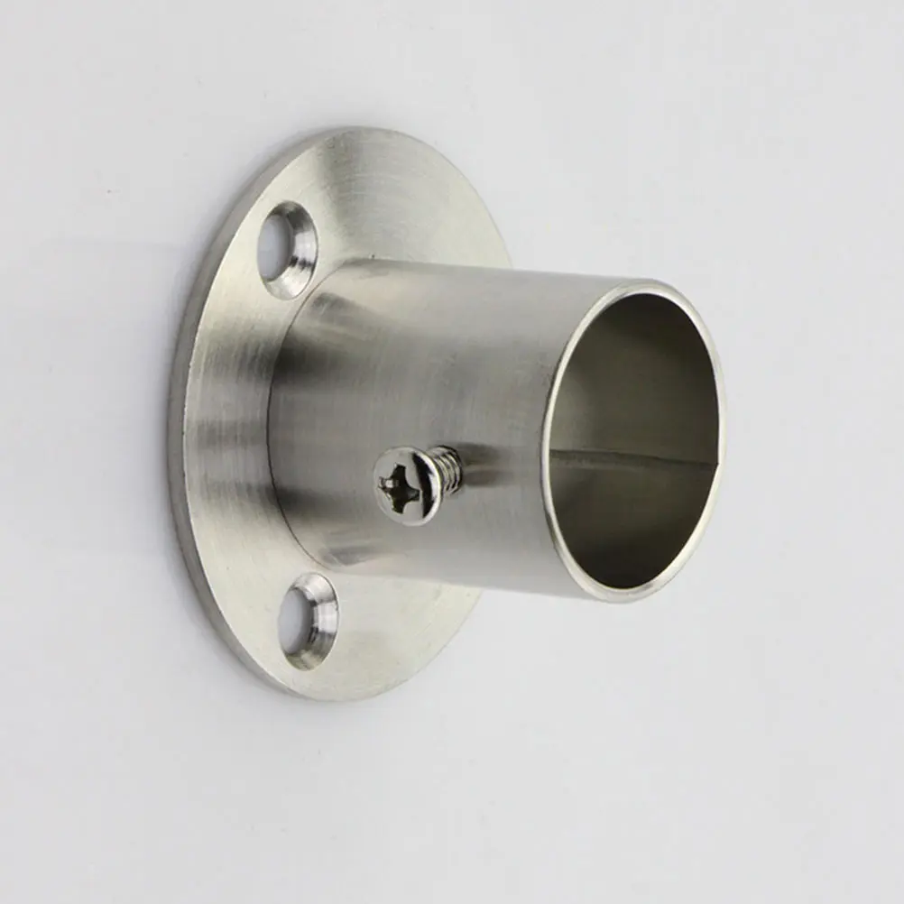 

Stainless Steel Flange Rod Holders Bracket Support for Clothes Rail Wardrobe Shower Curtain Closet Brackets Storage