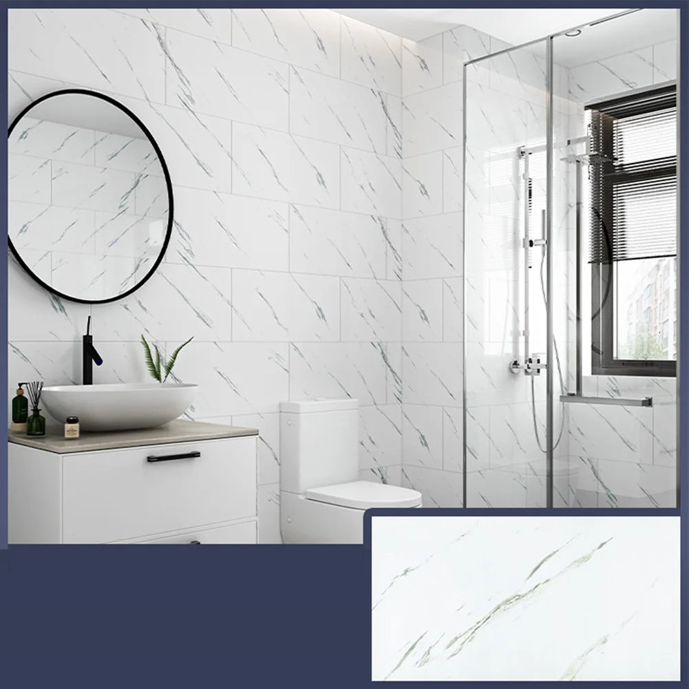 Tile Stickers Wall Sticker Oil Proof Wallpapers Waterproof Flame Retardant Home Office Decor For Kitchen Bathroom