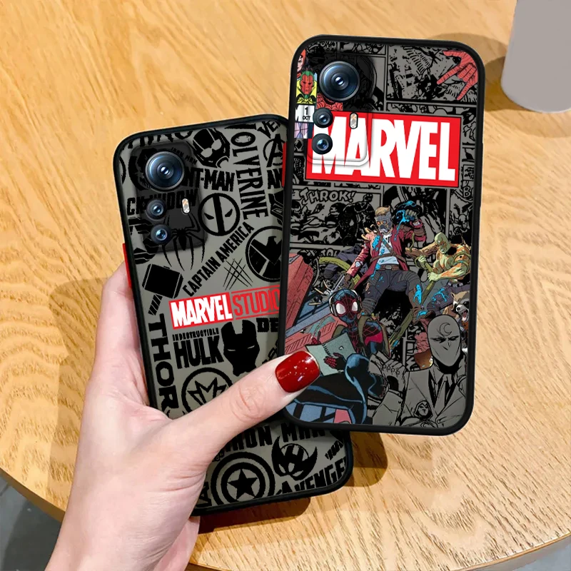 Marvel Avengers Comics Logo Phone Case For Redmi Note 13 12 11 10 Pro Plus S T Lite 4G 5G Matte Frosted Translucent Cover