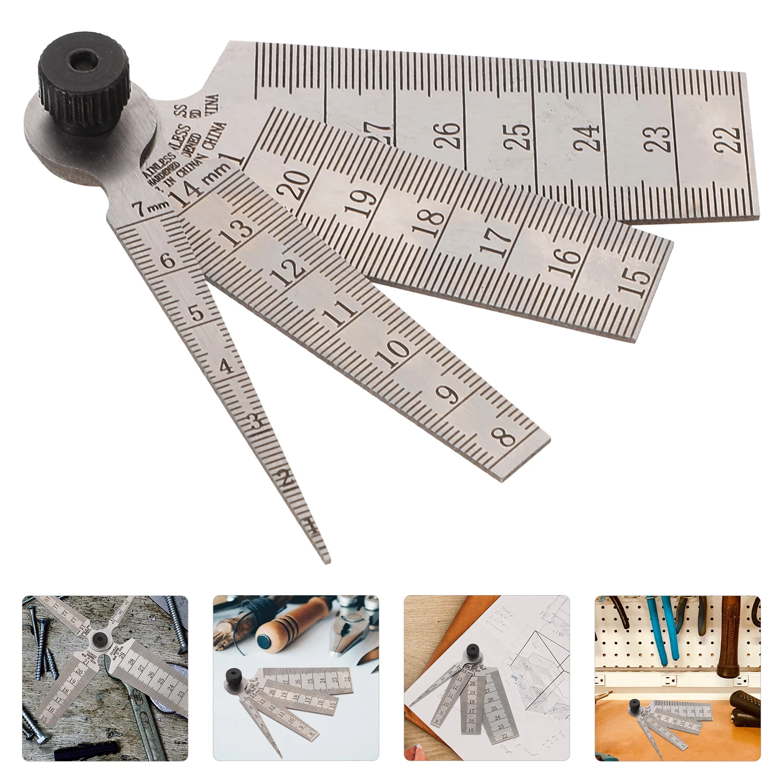 Jauge d'écart, Kit d'épaisseur d'épaisseur, jauges de couture, perceuse en acier inoxydable, mesure d'ouverture métallique 4 pièces
