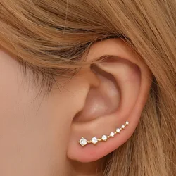 FTCY Earring for Women Cartilage 7 Crystals Ear Cuffs Hoop Earrings with Cubic Zirconia CZ Hypoallergenic Piercing Jewelry