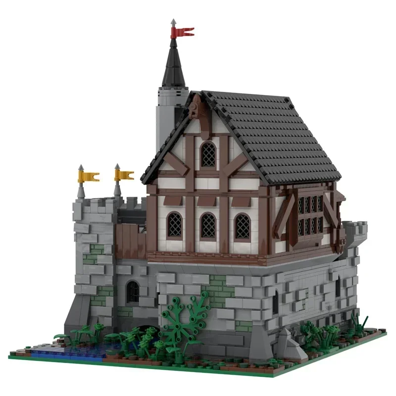 Modelo de edificios medievales, ladrillos de construcción Moc, tecnología de Castillo de Manor antiguo, bloques modulares, regalo, juguete de Navidad, conjuntos DIY de montaje