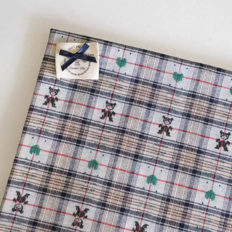 Handmade Cotton Plaid Fabric Skirt DIY Headband Set Sewn Fabric Home Decor Fabric by the Yard All Cotton Plaid Design