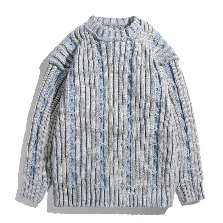 

Cleanfit Retro Striped Color Blo Men's Sweater High Street Trendy Brand Autumn Winter Knitted irt Casual Comfortable Fit