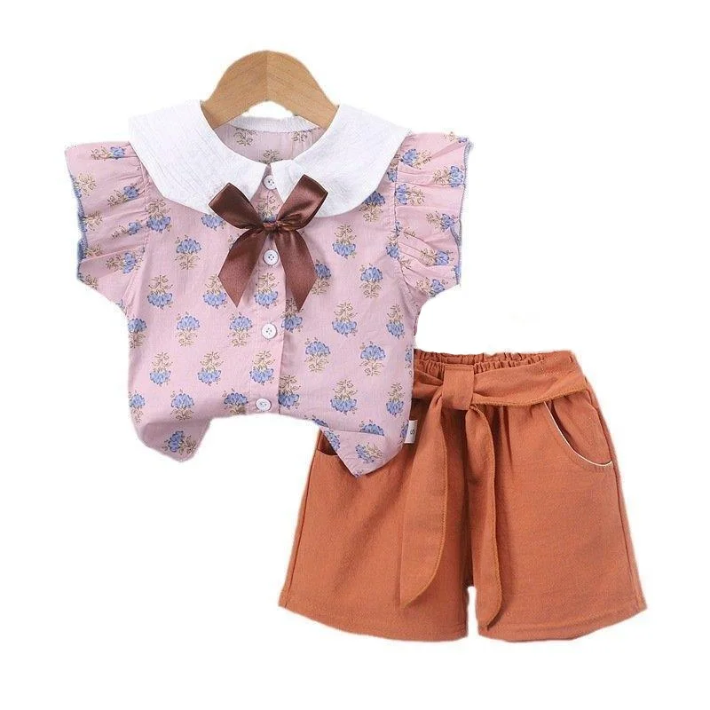 

New Summer Fashion Baby Girl Clothes Suit Children Casual Shirt Shorts 2Pcs/Sets Toddler Costume Kids Outfits Infant Tracksuits