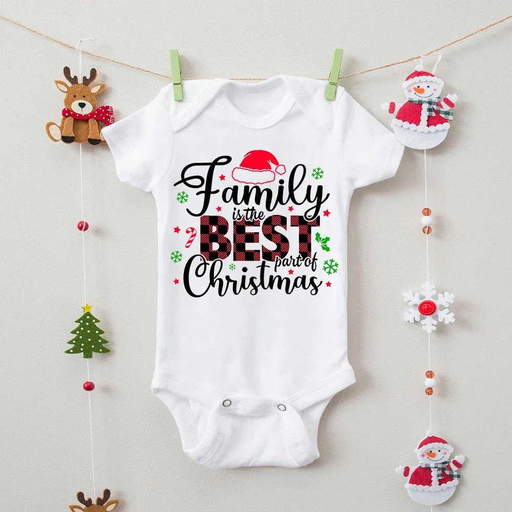 Family Is The Best Part of Christmas Print Family Shirt Xmas Family Matching Outfits Dad Mom Kids Shirt Baby Romper Xmas Clothes