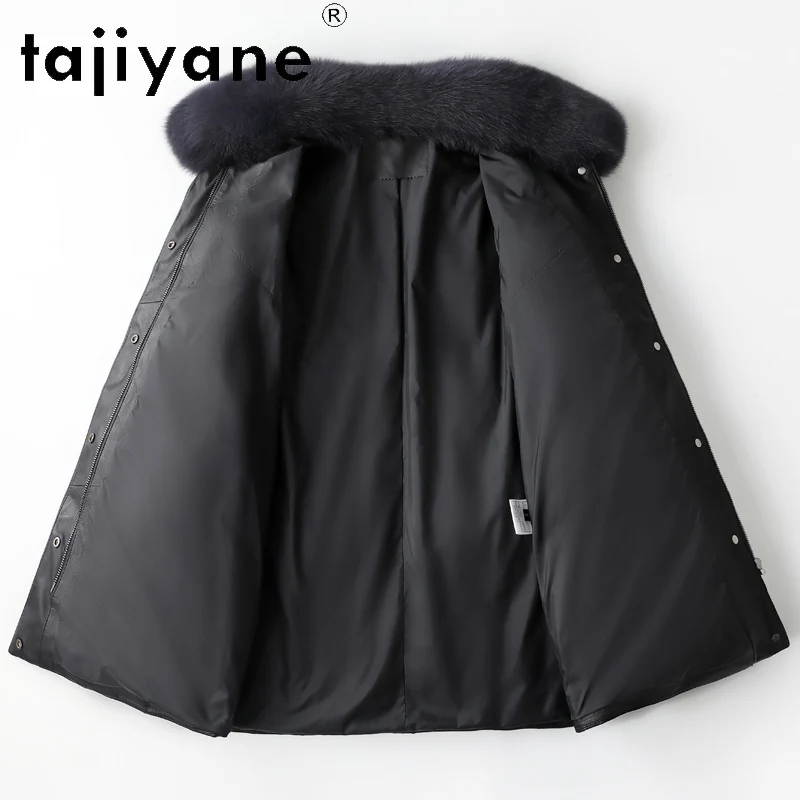 TAJIYANE 100% جلد الغنم بطة أسفل معطف المرأة قسط سترة جلدية حقيقية الثعلب الفراء طوق معاطف 2025 الشتاء ملابس حريمي 신상ААУটার #3