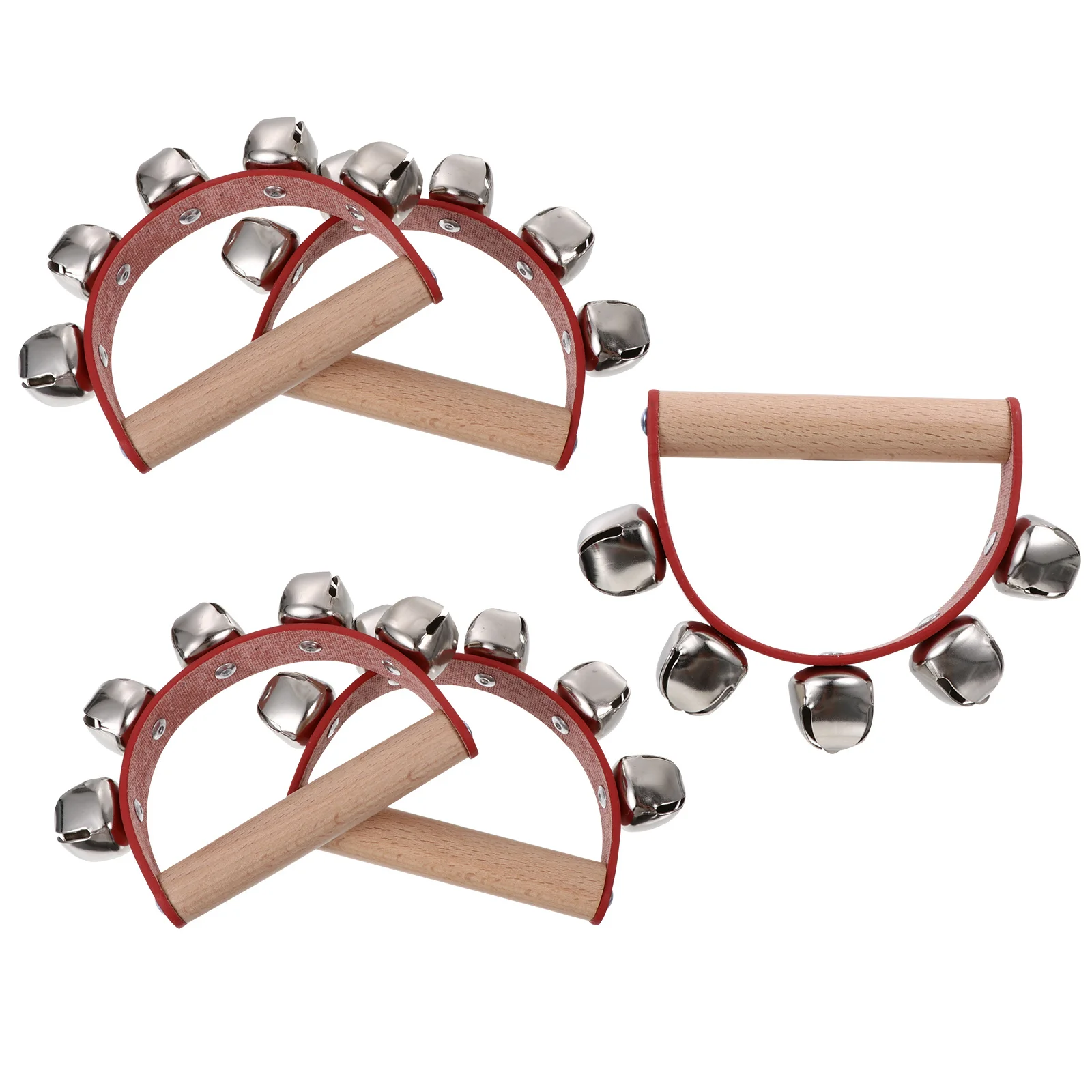 5 قطعة للطفل Handbell عيد الميلاد مزلقة أجراس الاطفال الخشب مقبض أجراس Handbell الموسيقية تهز جرس يده خشخيشات #6