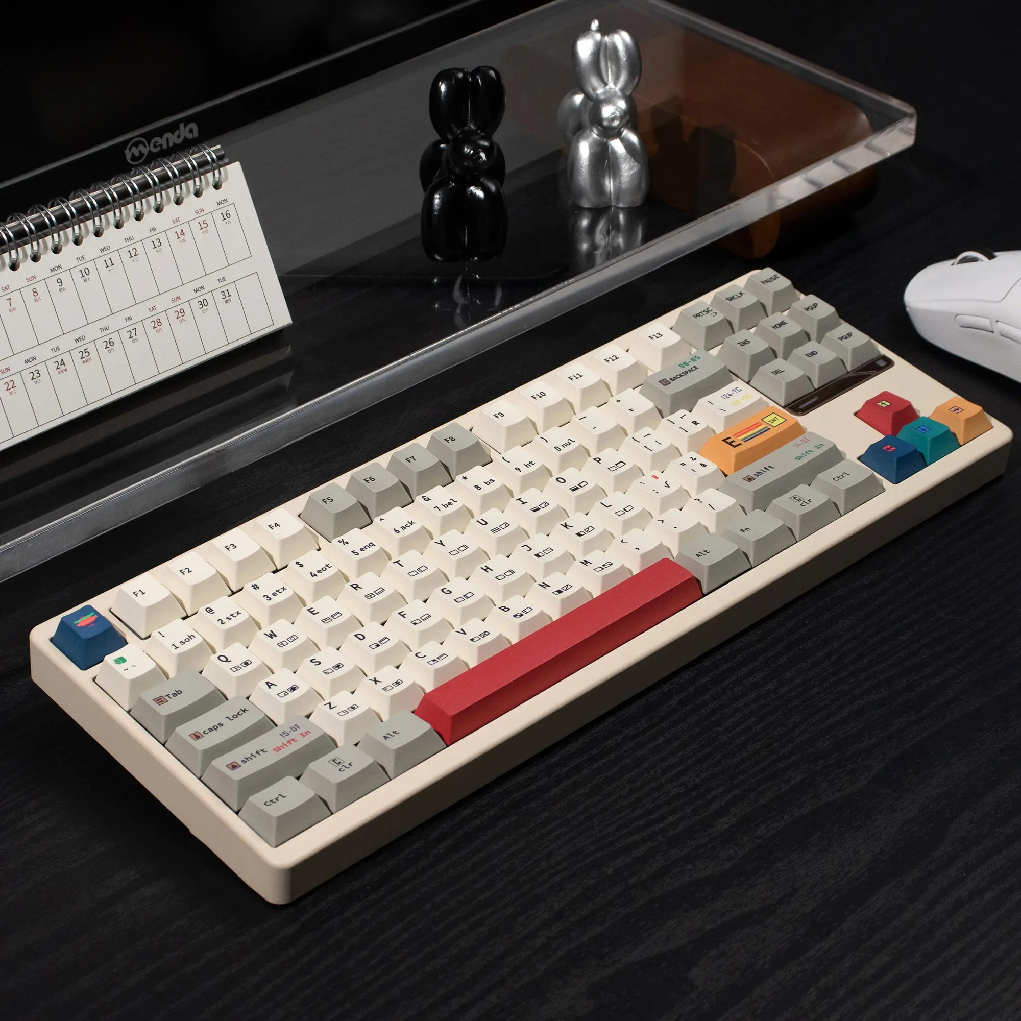 145 Keys C64 Retro Keycaps Cherry Profile Dye-Sub PBT Keycaps Gray Print English Key Caps For MX Switch Mechanical Keyboard