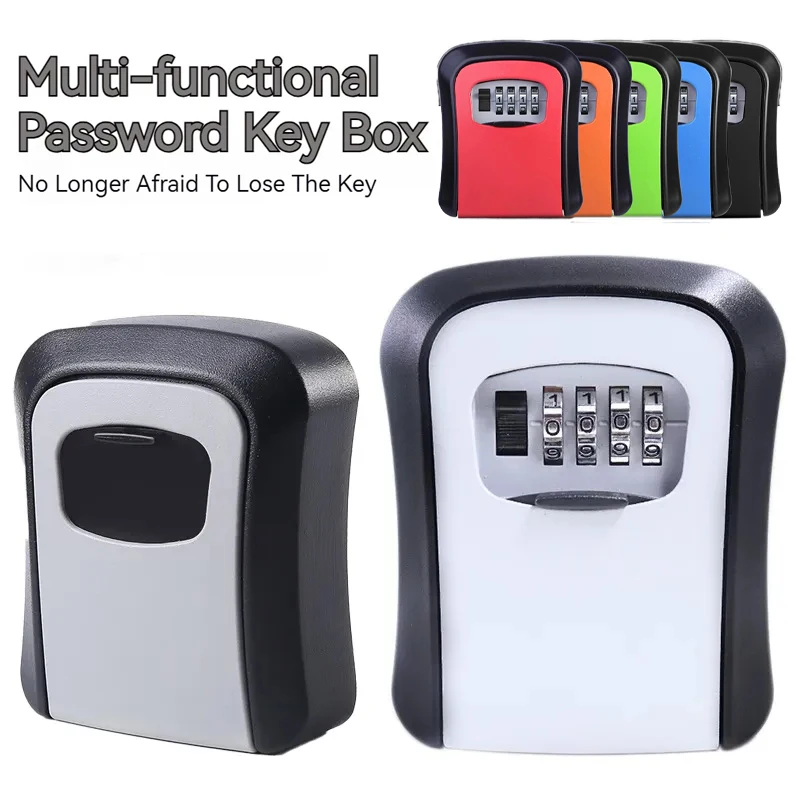 Wall Mount Key Safe Box Weatherproof Key Storage Secret Box Organizer 4 Digit Combination Password Security Code Lock nokey Home