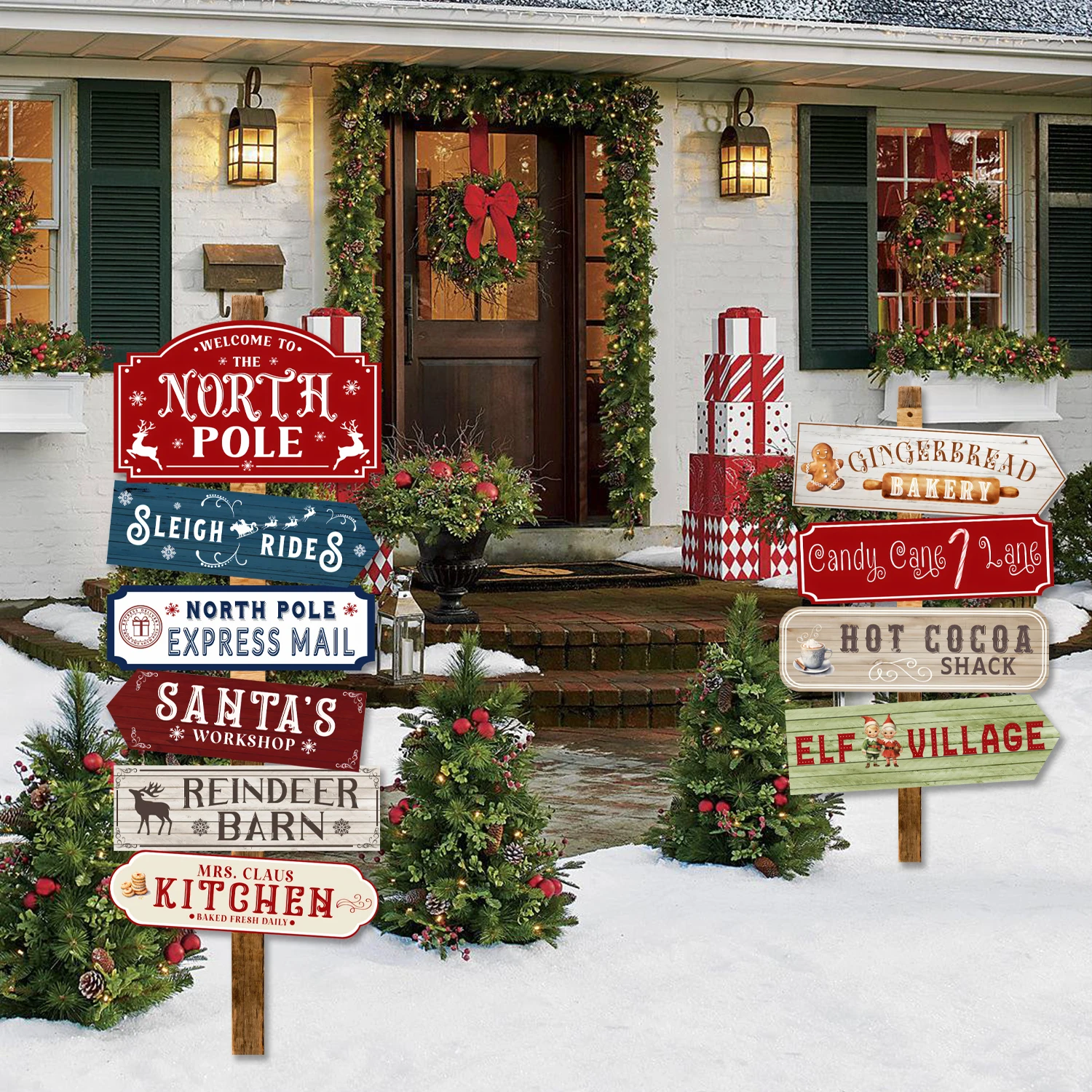 10 قطعة عيد الميلاد القطب الشمالي علامات ورقية اتجاهية عيد الميلاد الديكور 2025 عيد الميلاد سانتا شمال نافيداد ناتال السنة الجديدة هدية 2026