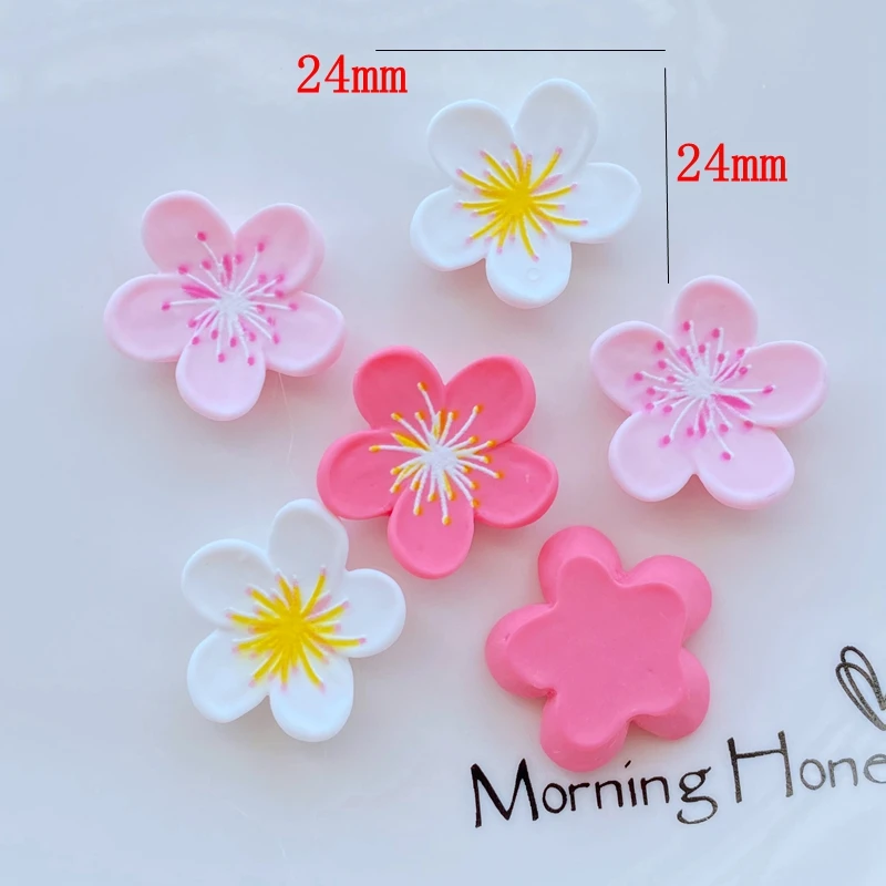 10Pcs New Cute Mini Cartoon Peach Blossom Flat Back Resin Cabochons Scrapbooking DIY Jewelry Craft Decoration Accessories