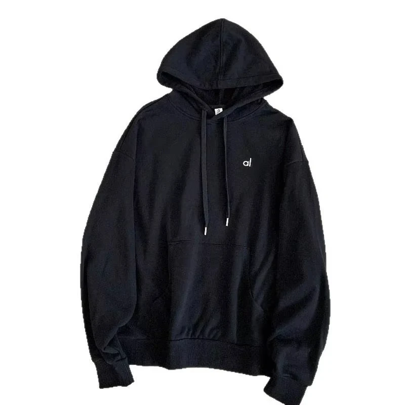 AL Autumn 2025 Felpa con cappuccio edizione ampia tinta unita alta fissata con tasca con coulisse in velluto Felpe con cappuccio unisex casual