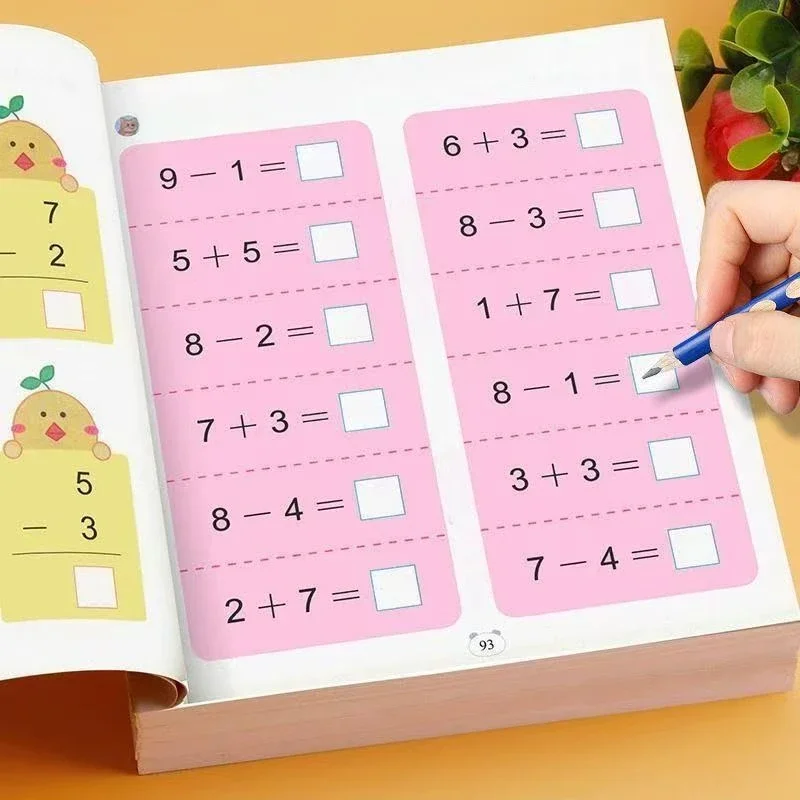 180 Pages Children Addition and Subtraction Book Learning Mathematics Textbook Handwritten Arithmetic Exercise Book for Kid 2-5