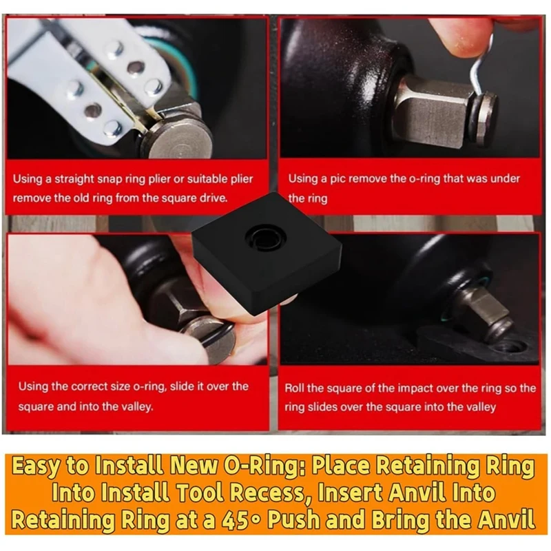 BAAG-(8+8セット) 1/2インチおよび3/8インチインパクトリテーニングリングクリップ、Oリング付き、リテーナインパクトロックリングアンビルインストールツール